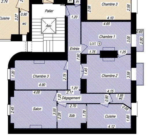 Appartement 4 pièces de 88,25m2 Nice Quartier Tête Carrée Parc du Paillon