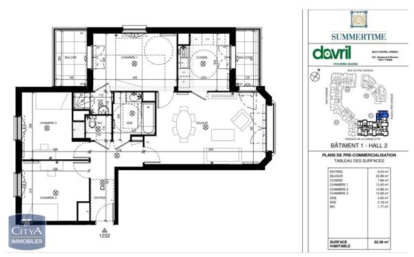 Appartement à louer 4 pièces 82.59m²