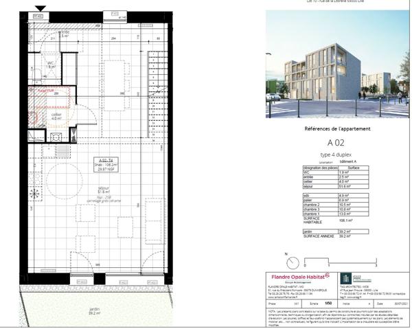 Lille (59000) BRS - T4 Duplex de 106 m2 avec jardin