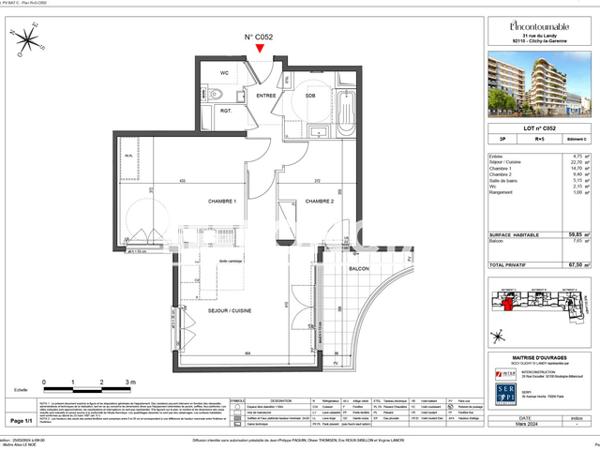Location Appartement 3 pièces 60 m² - Clichy 92110