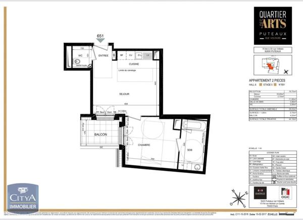 Appartement à louer 2 pièces 39.55m²
