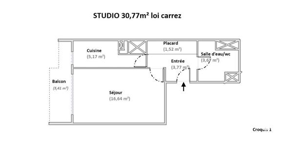 Studio 1 pièce de 31 m² à Paris (75015)