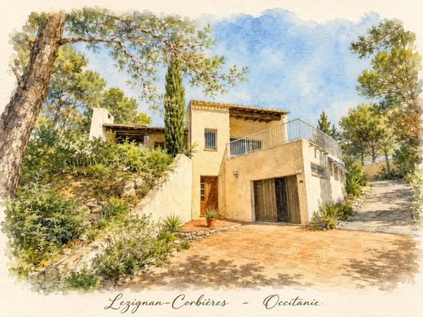 Maison d’architecte avec vue dominante et jardin méditerranéen LEZIGNAN CORBIERES (11)