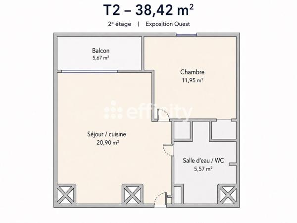 Appartement
         2 pièces
        - 38 m² Exclusivité 119 900 € *