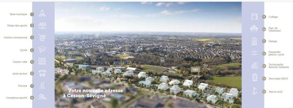 Appartement EN ATTIQUE à vendre 3 pièces 67 m² CESSON SEVIGNE (35) TERRASSE 60 m², CAVE, 2 PARKINGS