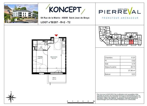 B207 - Appartement neuf Saint Jean De Braye 2 pièce(s) 37.96 m2