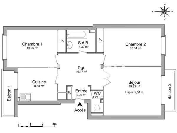 Location Appartement 3 pièces 76.75 m² - LE BELIN Grenoble 38100