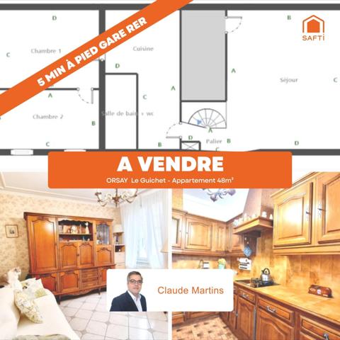 Emplacement privilégié en plein cœur d’Orsay – Le Guichet ! Appartement 48m²