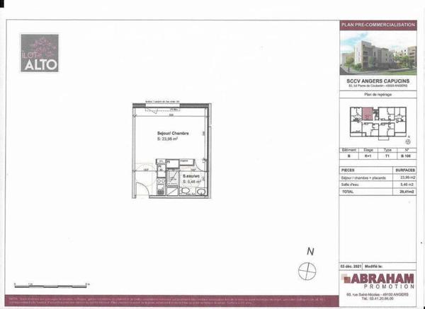 Appartement 1 pièce - 49000 Angers