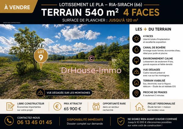 Terrain à vendre de 540 m²