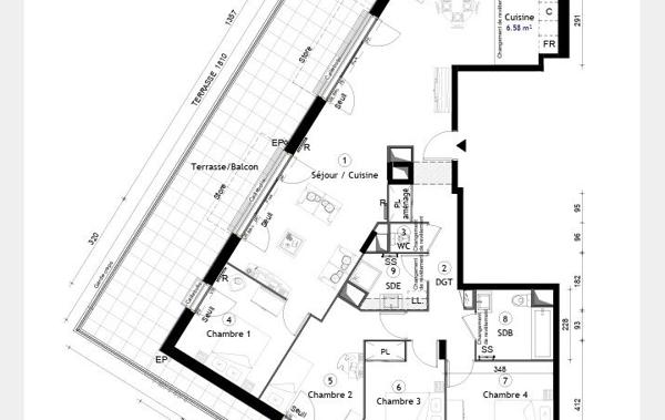 Vente Appartement P5 5P 116m² terrasse 61m² 1 parking Montreuil   