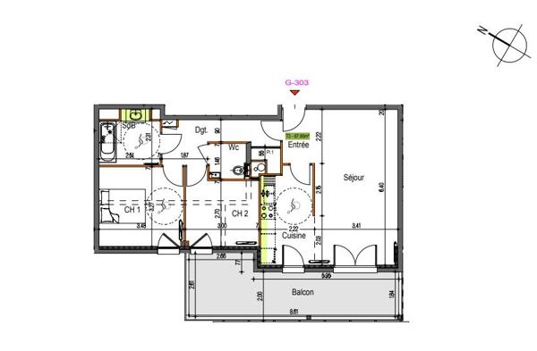 Dijon (21000) Quartier WILSON- T3 récent (2020) - avec loggia 18m2 + Parking et Cave : Disponible le 25/12 !