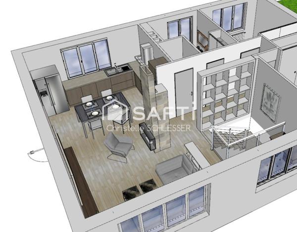 Maison individuelle sur sous-sol avec 93 m2 de terrasse et un terrain de 380 m2