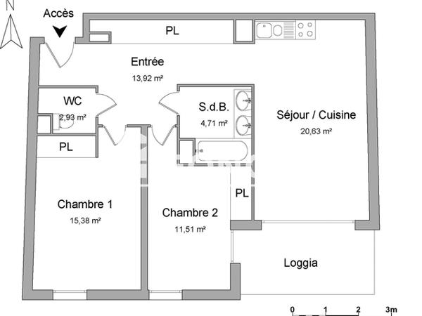 Location Appartement 3 pièces 69.08 m² - 22 RUE DU MARECHAL FOCH Cenon 33150