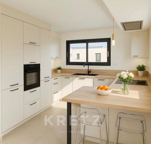 Maison contemporaine neuve 4 chambres avec garage, terrasses et jardin.