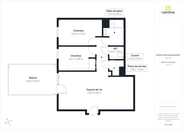 Vente Appartement 3 pièces de 66m² - 33400 Talence