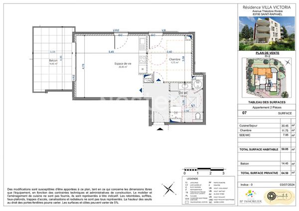 Appartement Saint Raphael 2 pièce(s) 50 m2