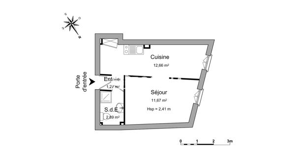 Location Studio meublé 28.49 m² - Saint-germain-en-laye 78100