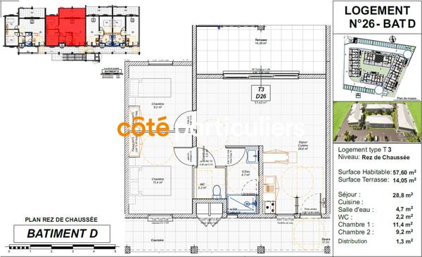 Vente Appartement57,6 m² - 3 Pièces - SAINTE ANNE (97180)