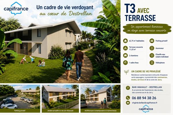 T3 avec terrasse dans un environnement paysager privilégié à Baie-Mahault