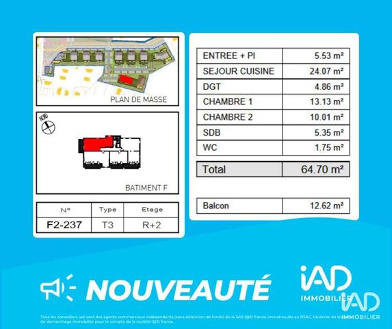 Appartement à vendre 3 pièces 65 m² Moirans