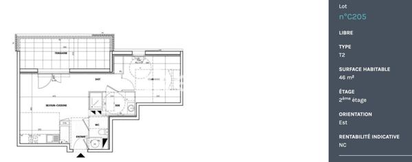 Appartement 2 pièces - 46 m²