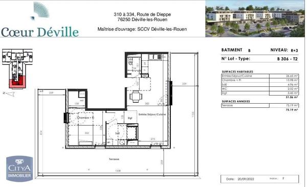 Appartement à louer 2 pièces 51.06m²