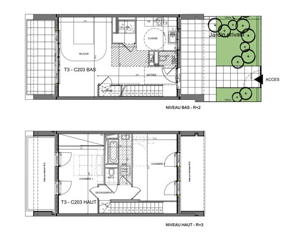 Rennes (35000) MAISON DE VILLE - T3 DUPLEX AVEC JARDIN SUSPENDU