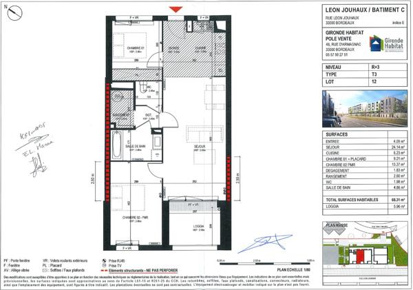 Bordeaux (33800) BRS - 3 PIECES - 68 m2