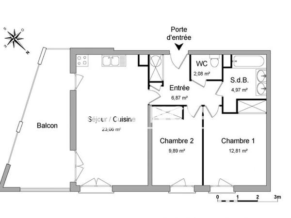 Location Appartement 3 pièces 59.68 m² - LE CLOS DES VIOLETTES 6 RUE DES BOUQUETINS Toulouse 31200