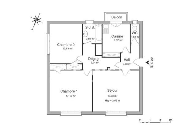 Location Appartement 3 pièces 71.38 m² - 1 RUE HECTOR BERLIOZ Le Peage De Roussillon 38550