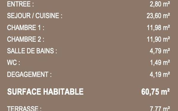 Appartement à vendre    3 pièces • 60,75 m2 Sain-Bel