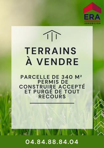 Terrain constructible 340 m² avec permis purgé 13015  Marseille