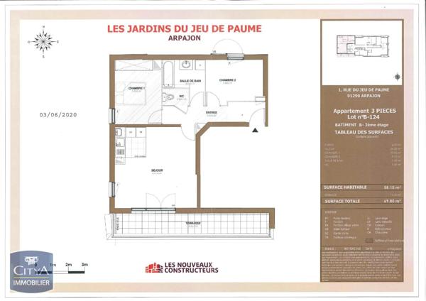 Appartement à louer 3 pièces 58.1m² Arpajon (91290)