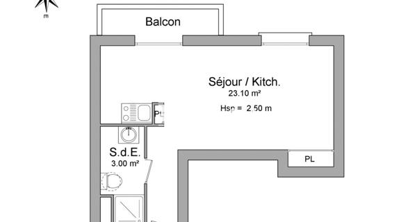 À vendre Studio 26.1 m² - Le Havre 76600