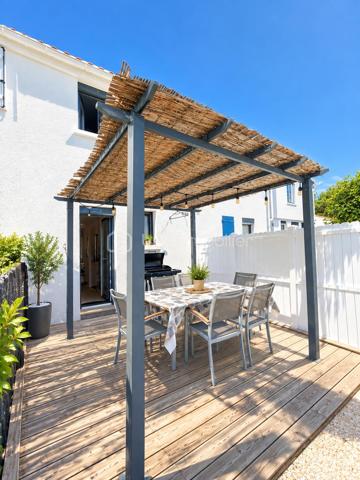 À seulement 12 minutes à pied de la Grande Plage et du centre-ville, venez découvrir cette charmante maison de 50 m², partiellement rénovée en 2023, située dans un environnement calme et résidentiel au sein d’un quartier sécurisé.

Dès l’entrée, vous serez séduit par une belle pièce de vie lumineuse, bénéficiant d’une agréable double exposition, ainsi que par sa cuisine équipée et fonctionnelle, ouverte pour encore plus de convivialité.

La maison dispose également de :
•	2 chambres à l'étage
•	1 salle d’eau
•	1 WC indépendant au rdc
•	Huisseries aluminium de 2023
•	Volets roulants électriques
•	Faibles consommations électriques
•	Maison parfaitement entretenue

UN EXTÉRIEUR PENSÉ POUR PROFITER

Vous apprécierez particulièrement ses deux terrasses aménagées, bénéficiant de deux expositions différentes, dont une agrémentée d’une pergola.
Un véritable espace extérieur permettant de profiter des repas en plein air, des moments de détente ou simplement de savourer les beaux jours en toute intimité.
Un parking privatif complète ce bien.

UN EMPLACEMENT PRATIQUE AU QUOTIDIEN
Tout est à proximité :
•	12 min à pied de la Grande Plage et du centre-ville : commerces, marché, restaurants…
•	500 m des écoles maternelle et primaire
•	1,5 km de la gare, du collège et du lycée

Une maison agréable, fonctionnelle et parfaitement entretenue, idéale pour une résidence principale, un pied-à-terre ou un investissement.
📞 Une visite s’impose !

PHOTOS EN COURS...
