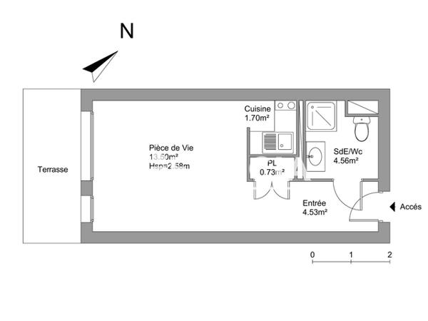 Location Studio 25.09 m² - 22 BOULEVARD SAINT MARTIN Pessac 33600