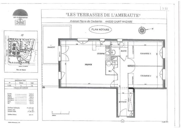 Appartement 3 pièces – 71 m² environ à Saint-Nazaire (ref : 78939SN)