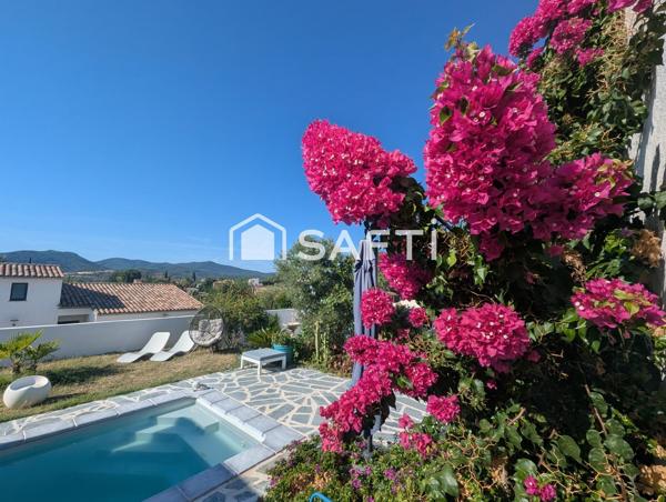 Belle villa récente construite en hauteur avec une vue imprenable sur le rocher de Roquebrune, piscine, possible agrandissement et création d'un garage