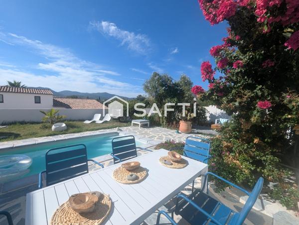 Belle villa récente construite en hauteur avec une vue imprenable sur le rocher de Roquebrune, piscine, possible agrandissement et création d'un garage