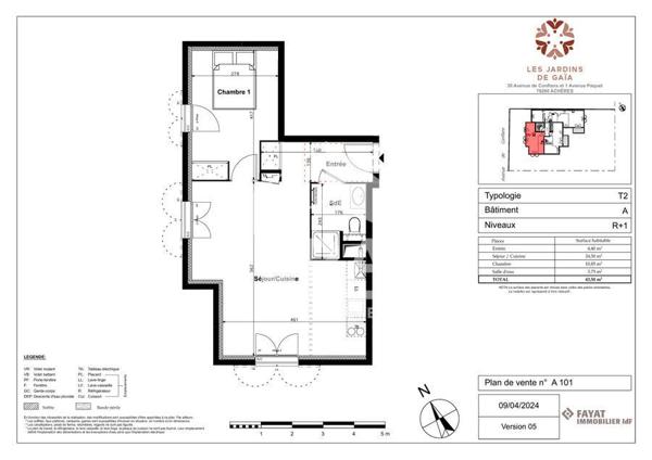 Appartement 2 pièces 45m2 - Centre ville