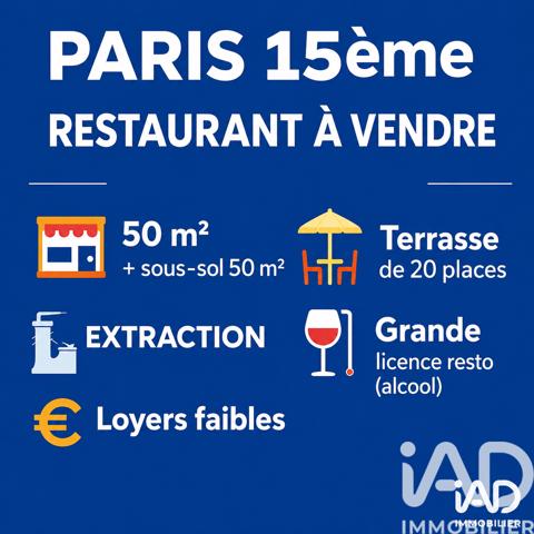 Restaurant à vendre 100 m² Paris 15