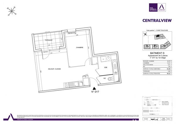 Appartement à vendre 2 pièces 44,4 m² Toulouse