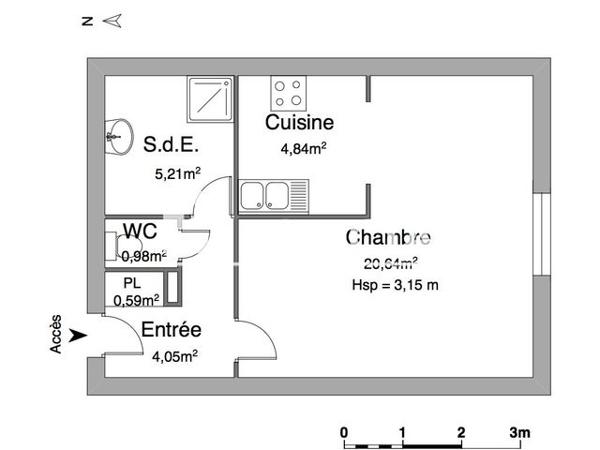 Location Studio 36.3 m² - RESIDENCE LA BRETAUCHE Checy 45430