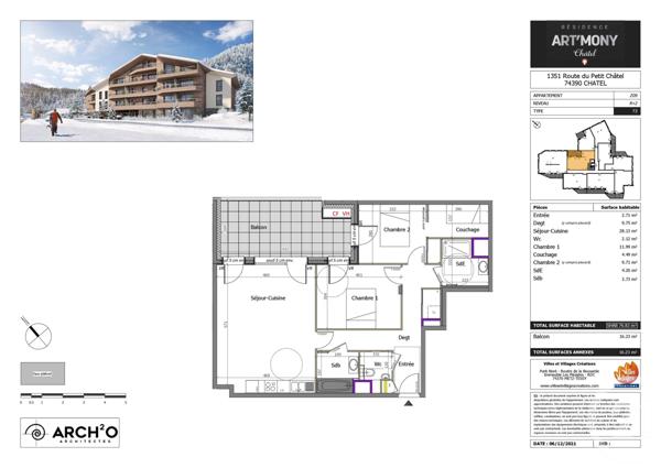 Appartement T3 à vendre  3 pièces - 76,11 m2 CHATEL - 74