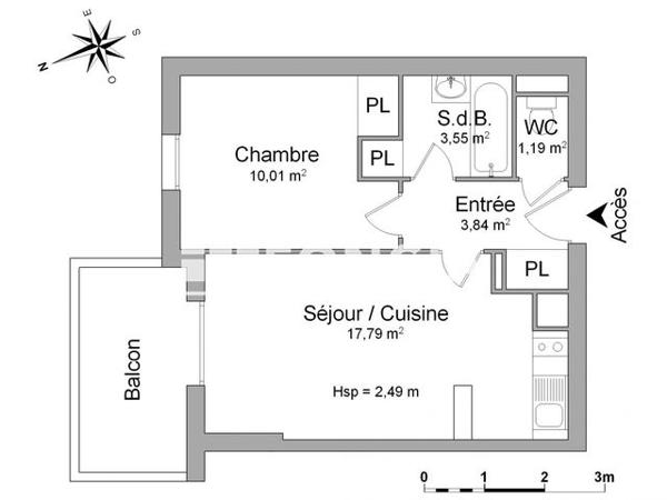 Location Appartement 2 pièces 36.38 m² - 15,17 ROUTE DE BAYONNE Billere 64140