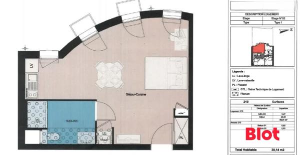 Appartement 1 pièce(s)