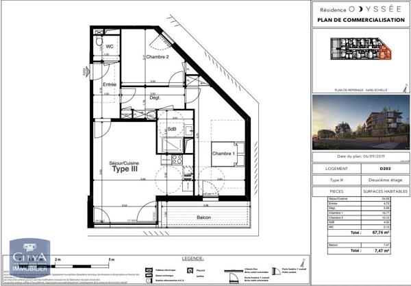 Appartement à louer 3 pièces 67.74m²