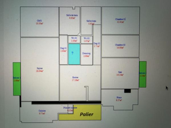 Appartement Paris 5pièce(s) 141 m2  carrez( balcon5 m2)