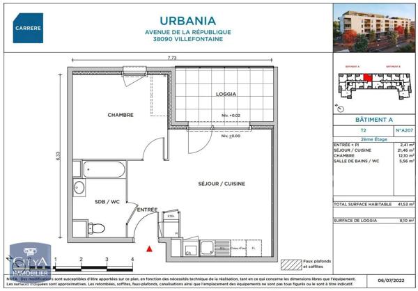 Appartement à louer 2 pièces 41.53m²